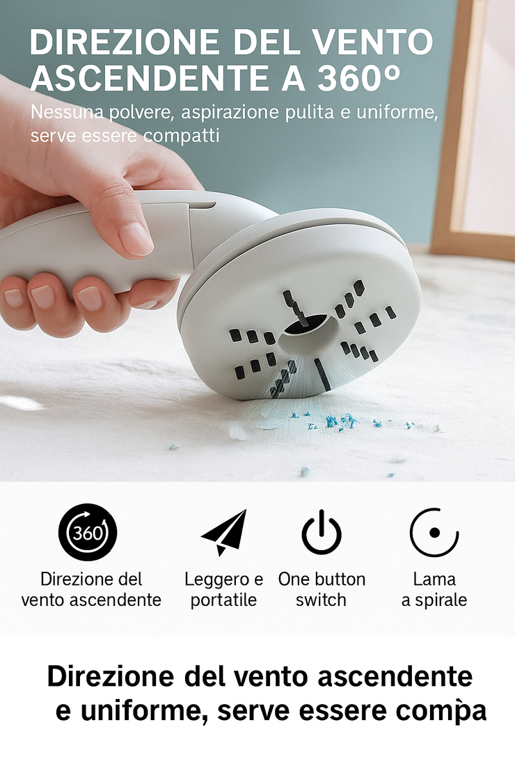 ✅ Dispositivo di pulizia 360° con trattamento antibatterico – Potente, portatile e igienico