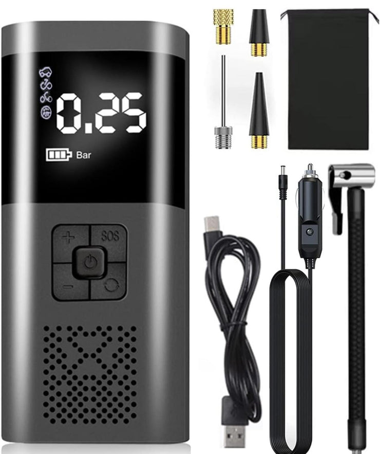 Mini Compressore d’Aria Portatile – Gonfiaggio Rapido e Digitale per Auto, Moto, Bici e Palloni